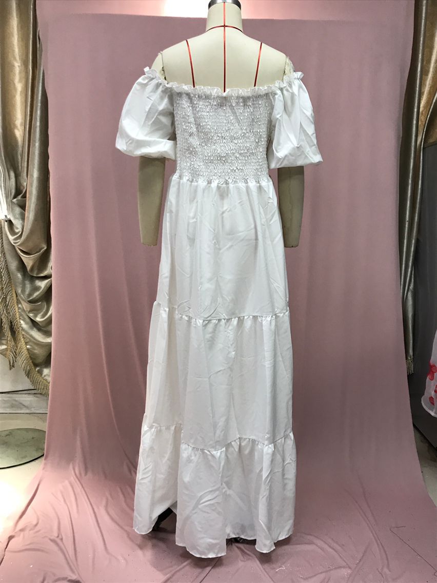 2025 Cross-Border New Spring and Summer European and American Clothing Dress One-Shoulder Floral Off-Shoulder Long Color Fairy Skirt