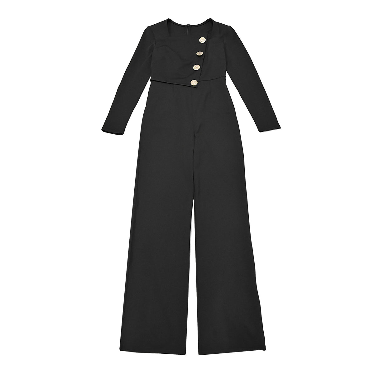 CM.YAYA Elegant Button Long Sleeve Irregular Girl Jumpsuits 2025 Spring Women's Overalls Outfits Night Club Streetwear One Piece