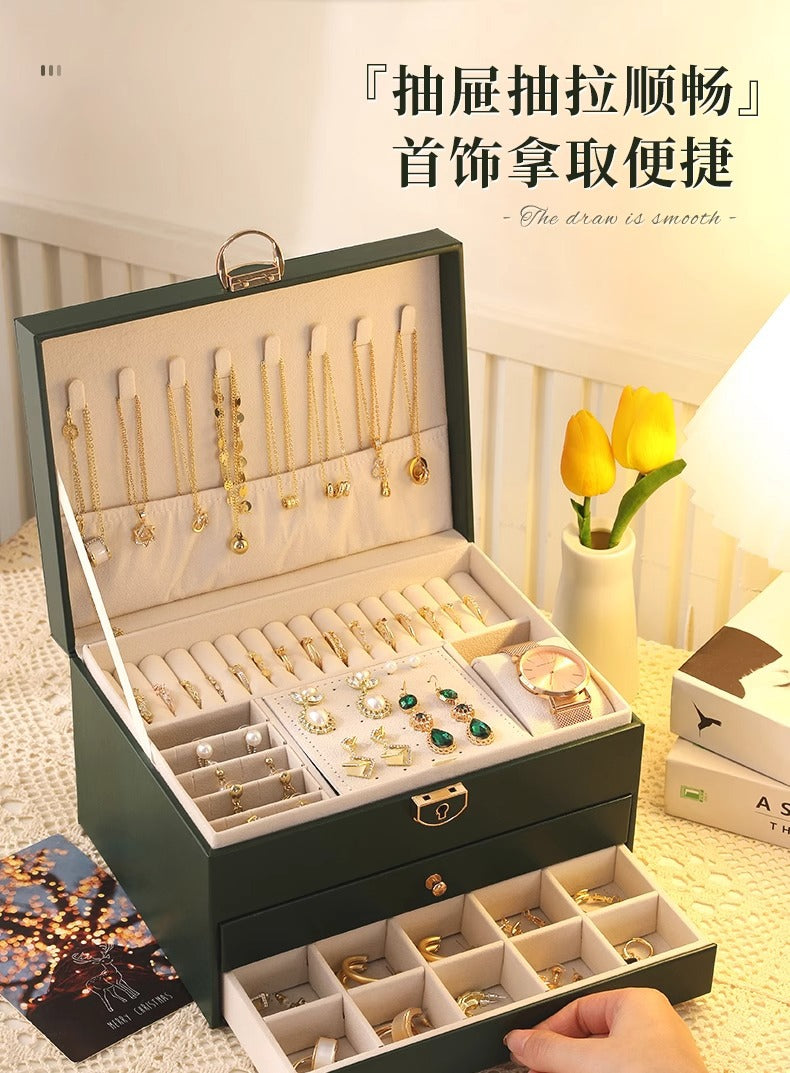 High-end jewelry storage box necklace earrings earrings earrings bracelet ring exquisite jewelry gold jewelry large capacity