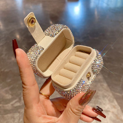 Diamond Luxury Jewelry Box, Exquisite Earrings, Earrings, Ring Box, Mini Portable Travel Storage Box, Cross-Border Hot Sale