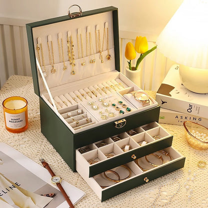 High-end jewelry storage box necklace earrings earrings earrings bracelet ring exquisite jewelry gold jewelry large capacity