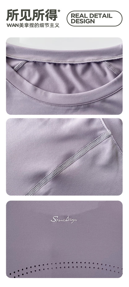 Yoga Clothing Short-sleeved Summer New Mid-length Hip Covering Slimming Quick-drying Top Breathable Fitness Sports T-shirt Women's Thin