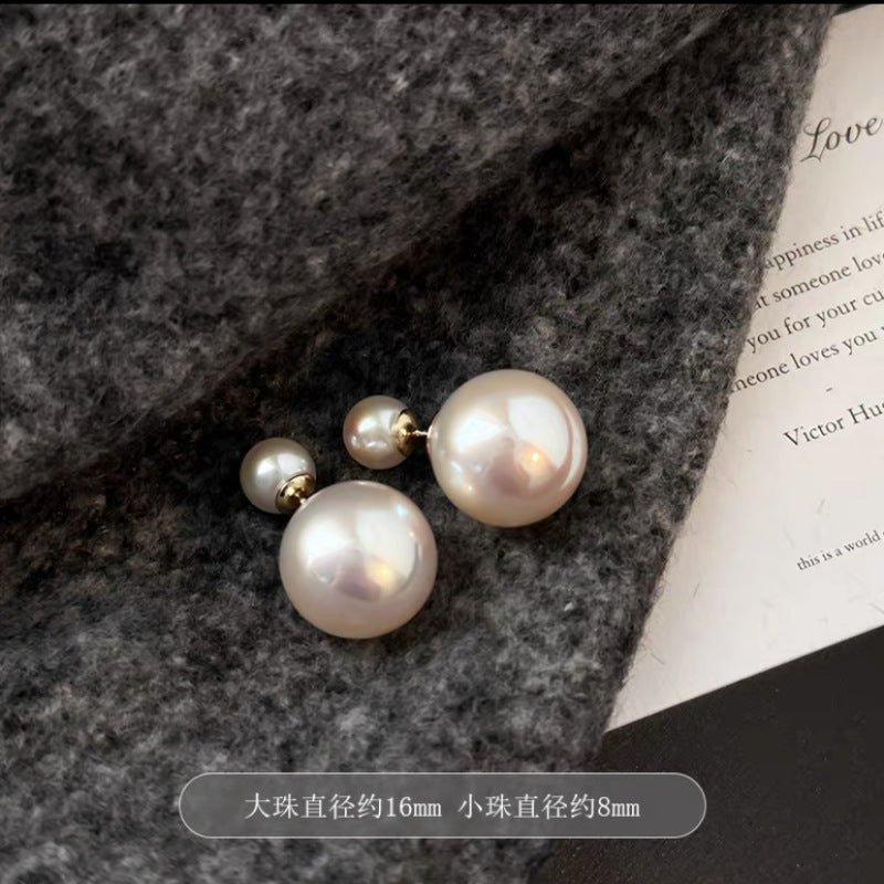 Shijia size pearl earrings women's 2024 new style multi-wearing light luxury temperament earrings s925 silver needle ear jewelry