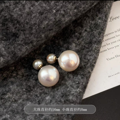 Shijia size pearl earrings women's 2024 new style multi-wearing light luxury temperament earrings s925 silver needle ear jewelry