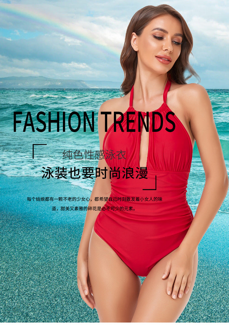 New Cross-Border Manufacturer Direct Supply One-Piece Push-Up Bikini, Waist-Slimming Swimsuit, Large Quantity, Preferential Price