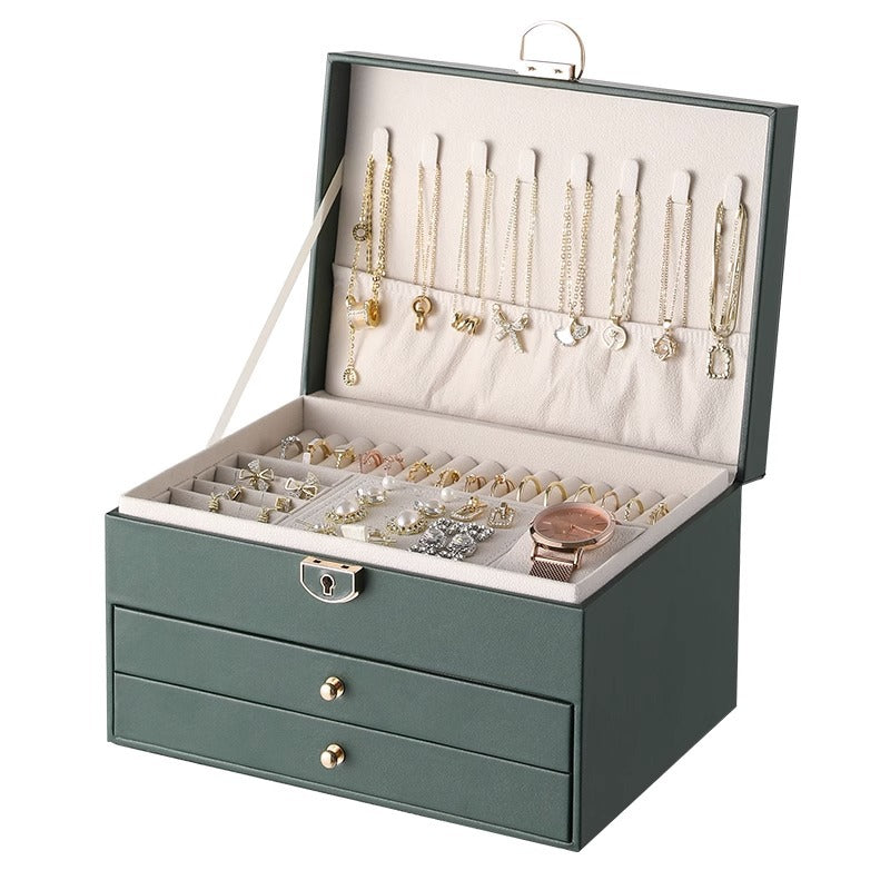High-end jewelry storage box necklace earrings earrings earrings bracelet ring exquisite jewelry gold jewelry large capacity