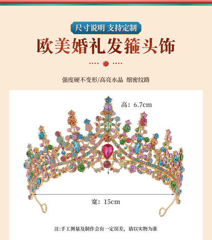 Cross Border Birthday Hair Accessories Party Headband Bridal Crown Headwear Alloy Rhinestone Headband Wedding Hot Crown Jewelry