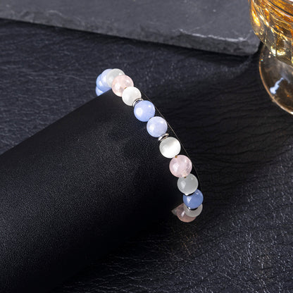 Zhuhang Jewelry Cross-Border New Product Natural Crystal Bracelet Rose Quartz Cat's Eye Women's Bracelet High-End Jewelry Wholesale