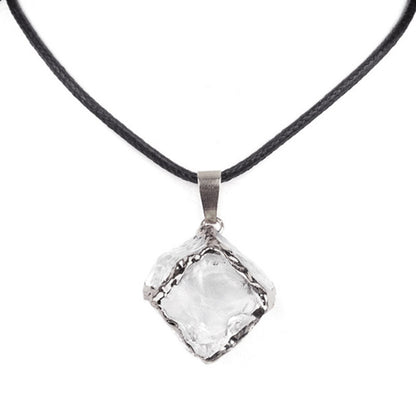 Imitation Crystal Rough Stone Square Electroplated Colorful Pendant Artificial Crystal Sugar Cube Necklace DIY Jewelry Pendant