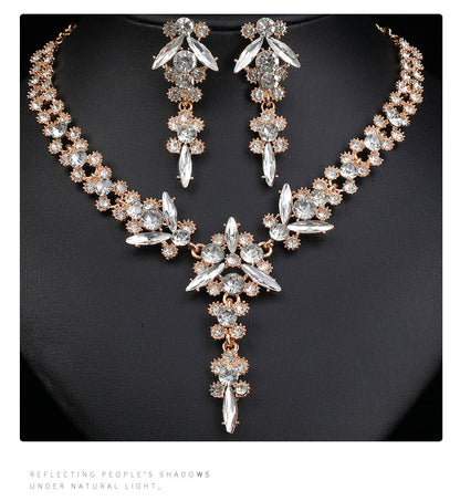 Europe and the United States Hot Jewelry Cross-border Supply Bridal Necklace suit Fashion High-end Crystal Wedding Dress Banquet Dress Jewelry