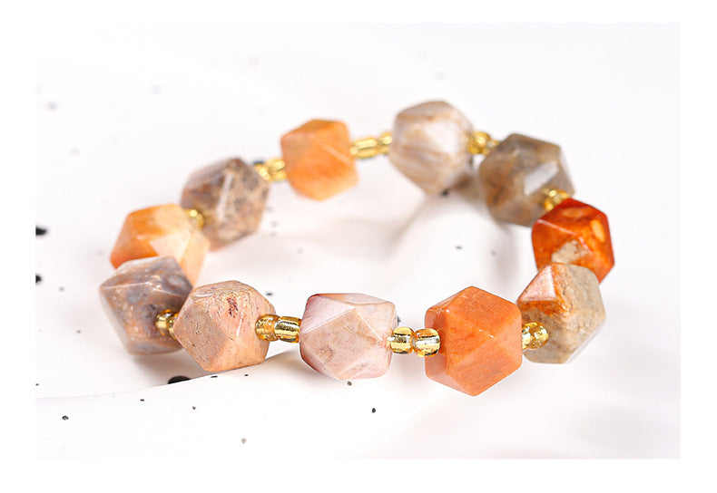 Jingdong Jewelry Natural Coral Jade Six-point Star Bracelet Personality Fashion Men's and Women's Single Circle Bracelet Wholesale