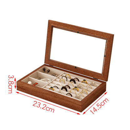 Solid Wood Flannel Jewelry Box Storage Box Ring Necklace Earrings Earrings Desktop Display Box Vintage