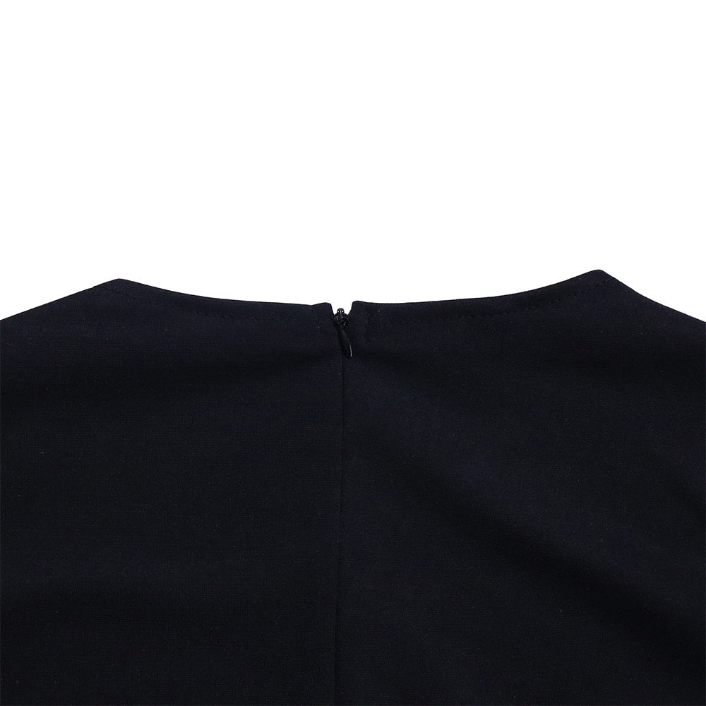 D3168 European and American Clothing Summer Office Dress Three-Quarter Sleeve Pleated Strap Professional Large Size African Dress