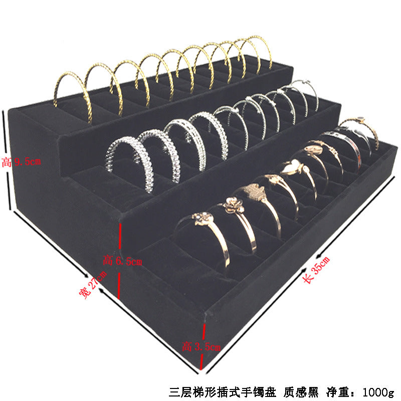 Ice Flower Velvet Jewelry Box Display Plate Ring Bracelet Trapezoidal Jewelry Display Stand Gold and Silver Jewelry Props