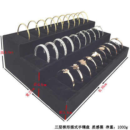 Ice Flower Velvet Jewelry Box Display Plate Ring Bracelet Trapezoidal Jewelry Display Stand Gold and Silver Jewelry Props