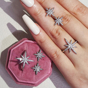 Cross Border jewelry Set Long Zircon Earrings Ring Necklace Jewelry Four Piece Set Hot Sale J6177