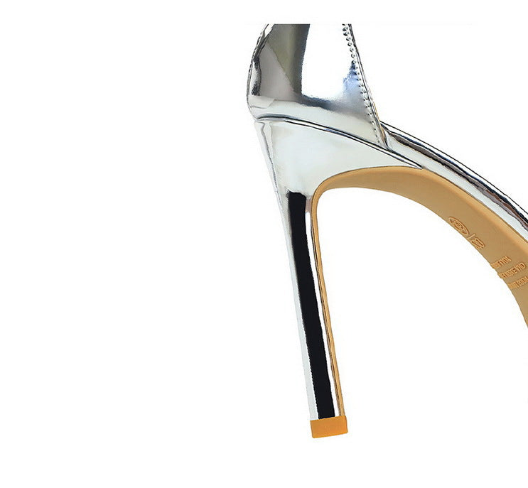 Luxury Women 11 Cm Heels Sandals Women Pumps Peep Toe High Heels Patent Leather Stiletto Lady Sandals Summer Shoes Platform Heel