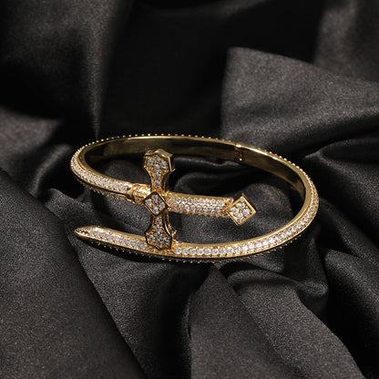 Hip-hop ancient cute European and American new sword of justice bracelet copper inlaid zircon full diamond trend Joker jewelry wholesale
