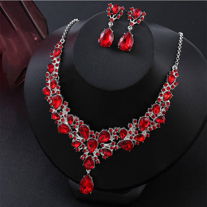 Jewelry Popular Exaggerated Bridal Necklace Bracelet Earrings Three-Piece High-End Crystal Banquet Jewelry Set