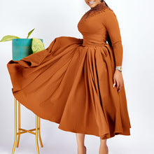 D3168 European and American Clothing Summer Office Dress Three-Quarter Sleeve Pleated Strap Professional Large Size African Dress