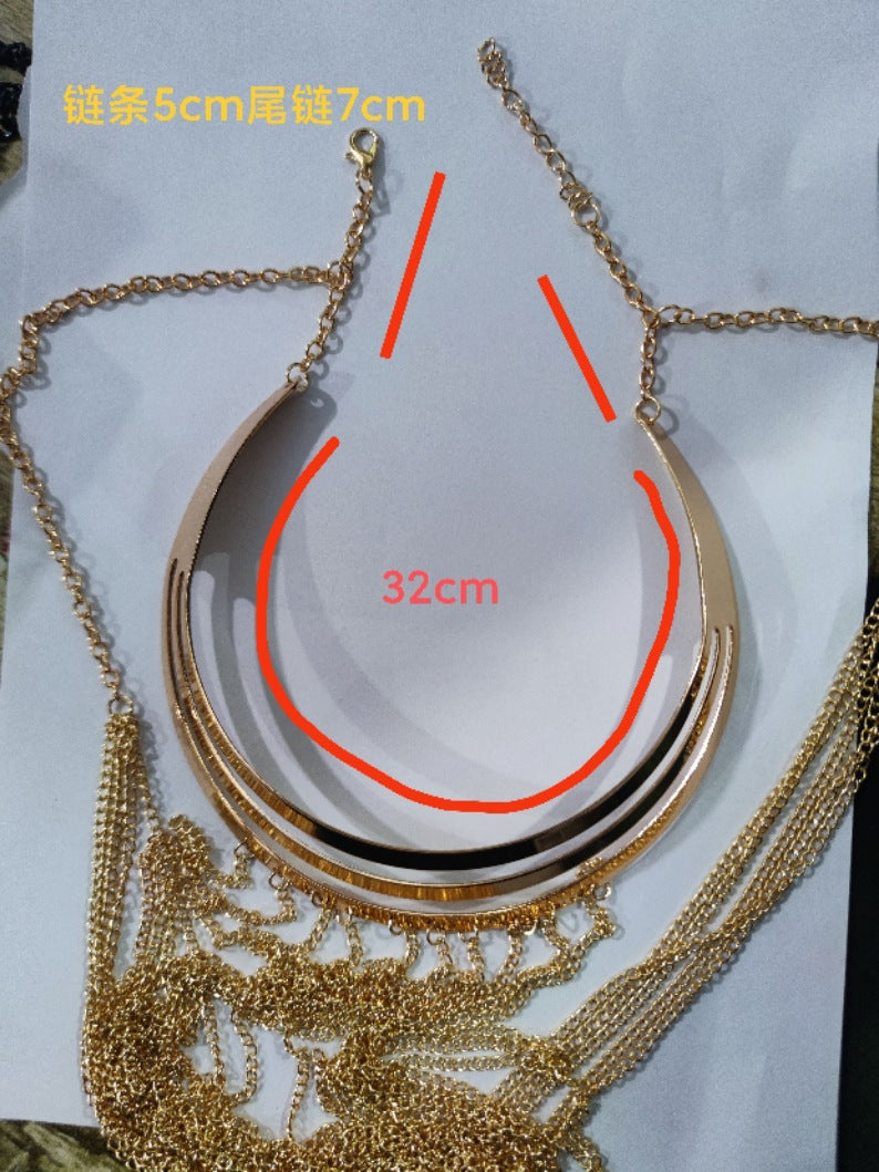 Aliexpress Jewelry Body Chain Gold Large Hoop Necklace Exaggerated Stylish Body Chain