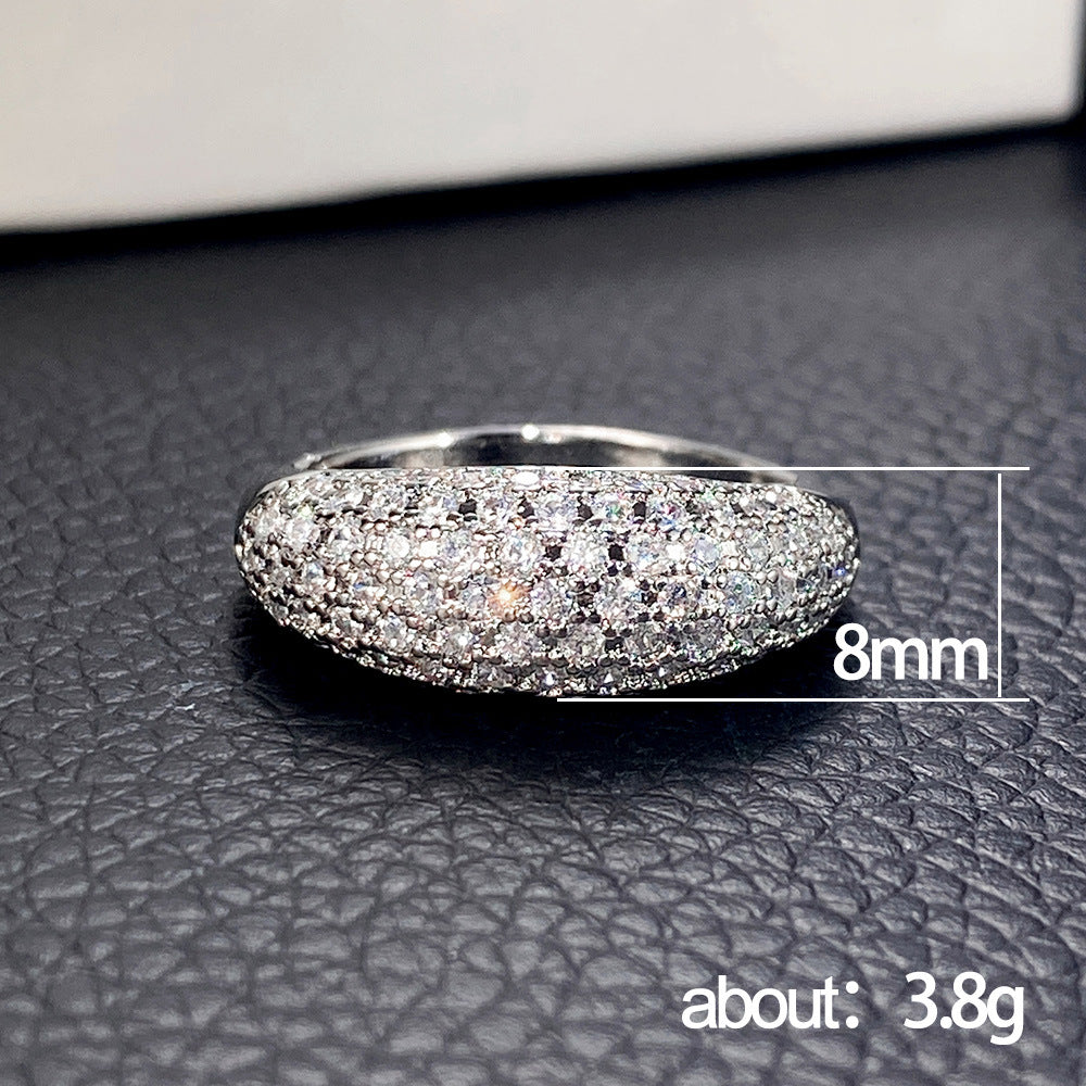 European and American Light Luxury Full Zirconia Ring for Women, High-End Dinner Hand Jewelry, Versatile, Exquisite and Fashionable Jewelry