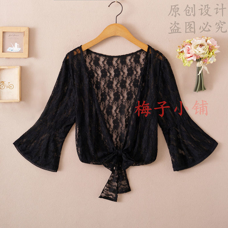 2025 Summer Sunscreen Clothing Chiffon Small Shawl Jacket Women's All-match Small Waistcoat Short Sleeve Thin Outer Short Cardigan