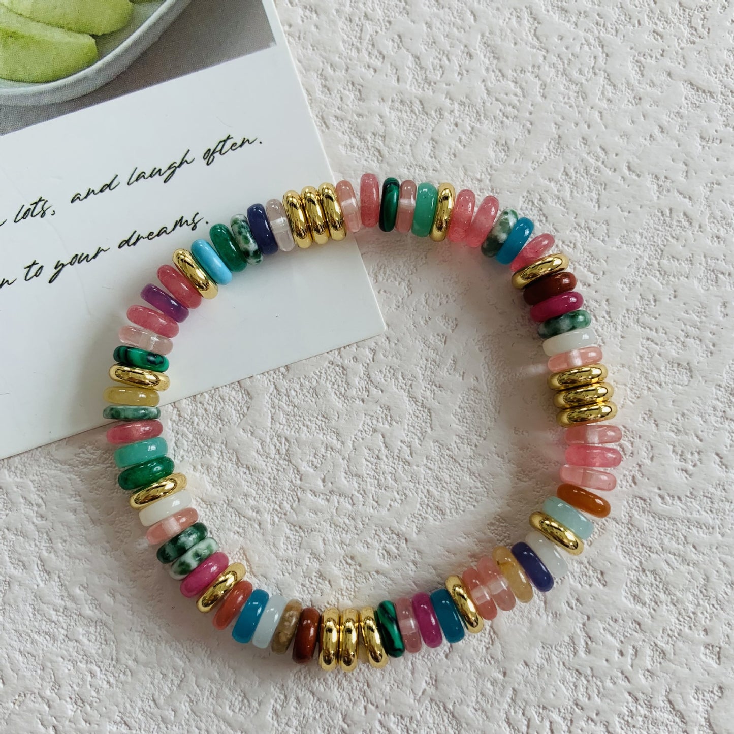 Colorful Stone Bracelet for Women, Niche Light Luxury Design, Retro Mixed Color Jewelry Bracelet, Niche High-End Jewelry Accessories