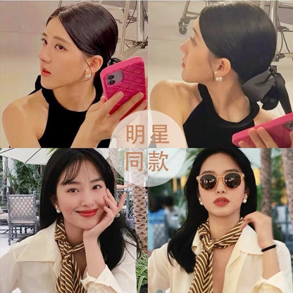 Shijia size pearl earrings women's 2024 new style multi-wearing light luxury temperament earrings s925 silver needle ear jewelry