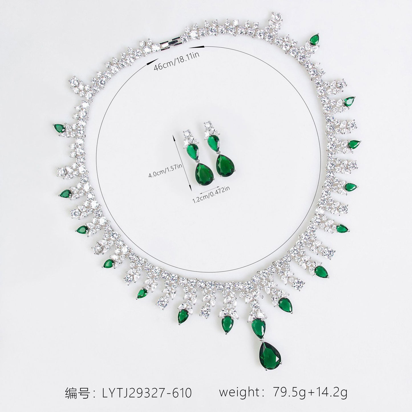 Luxury Dinner Dress Jewelry Red Zircon Necklace suit High-end Wedding Micro-inlay Bridal Wedding Earrings Jewelry