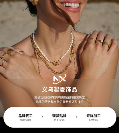 Cross-Border Leaf Tassel Pendant Stainless Steel Bracelet Plated with 18K Gold Waterproof Jewelry Ins Simple High-End Jewelry for Women