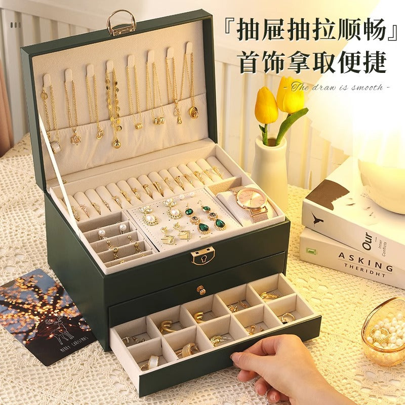 High-end jewelry storage box necklace earrings earrings earrings bracelet ring exquisite jewelry gold jewelry large capacity