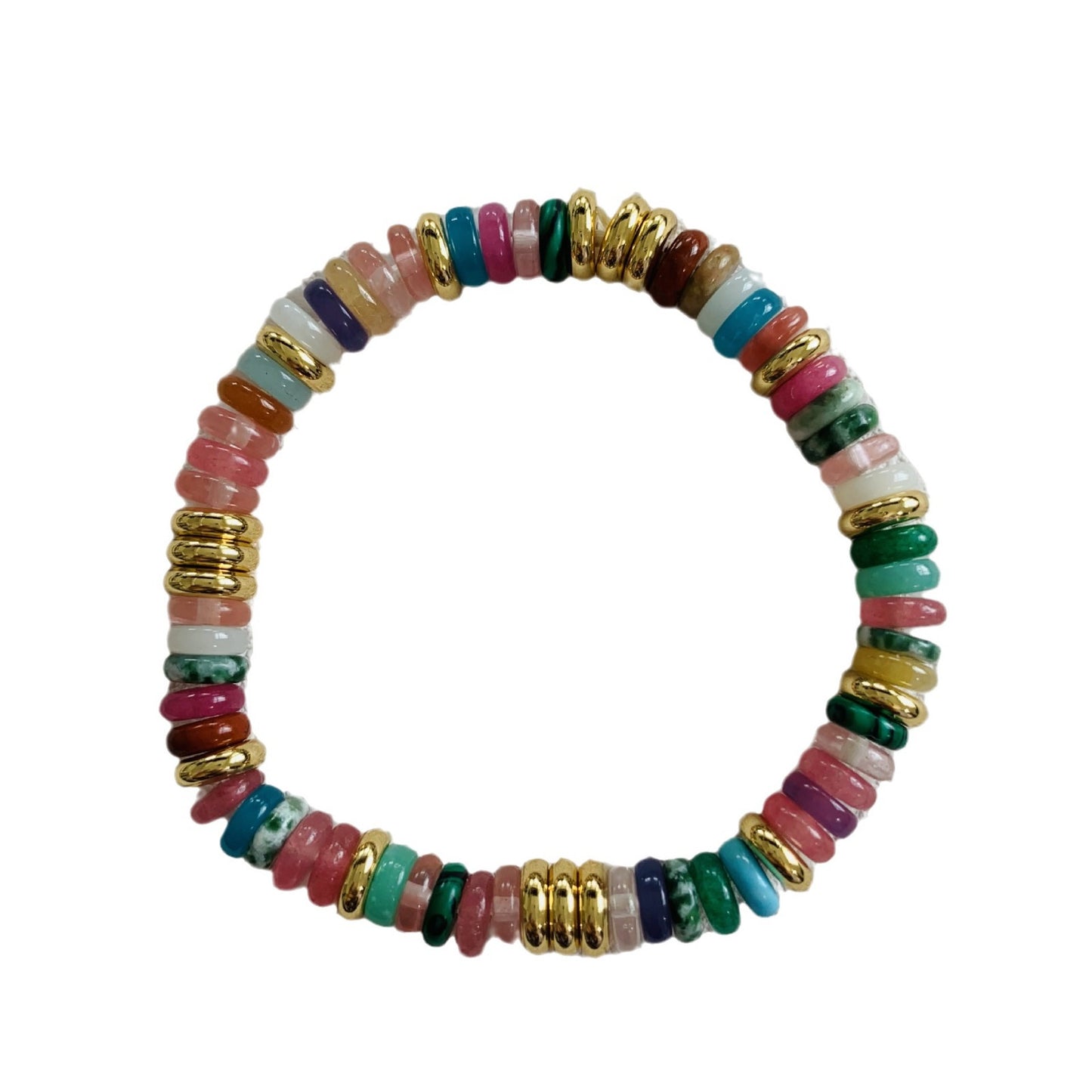 Colorful Stone Bracelet for Women, Niche Light Luxury Design, Retro Mixed Color Jewelry Bracelet, Niche High-End Jewelry Accessories