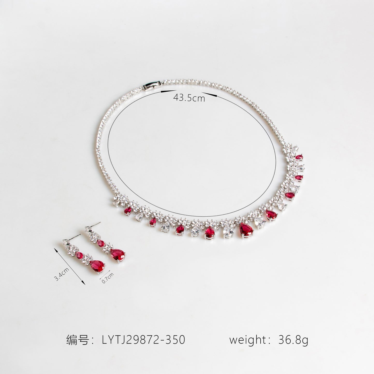 Japanese and Korean style clavicle chain simple new zircon water drop necklace dress temperament earrings jewelry two-piece bridal jewelry