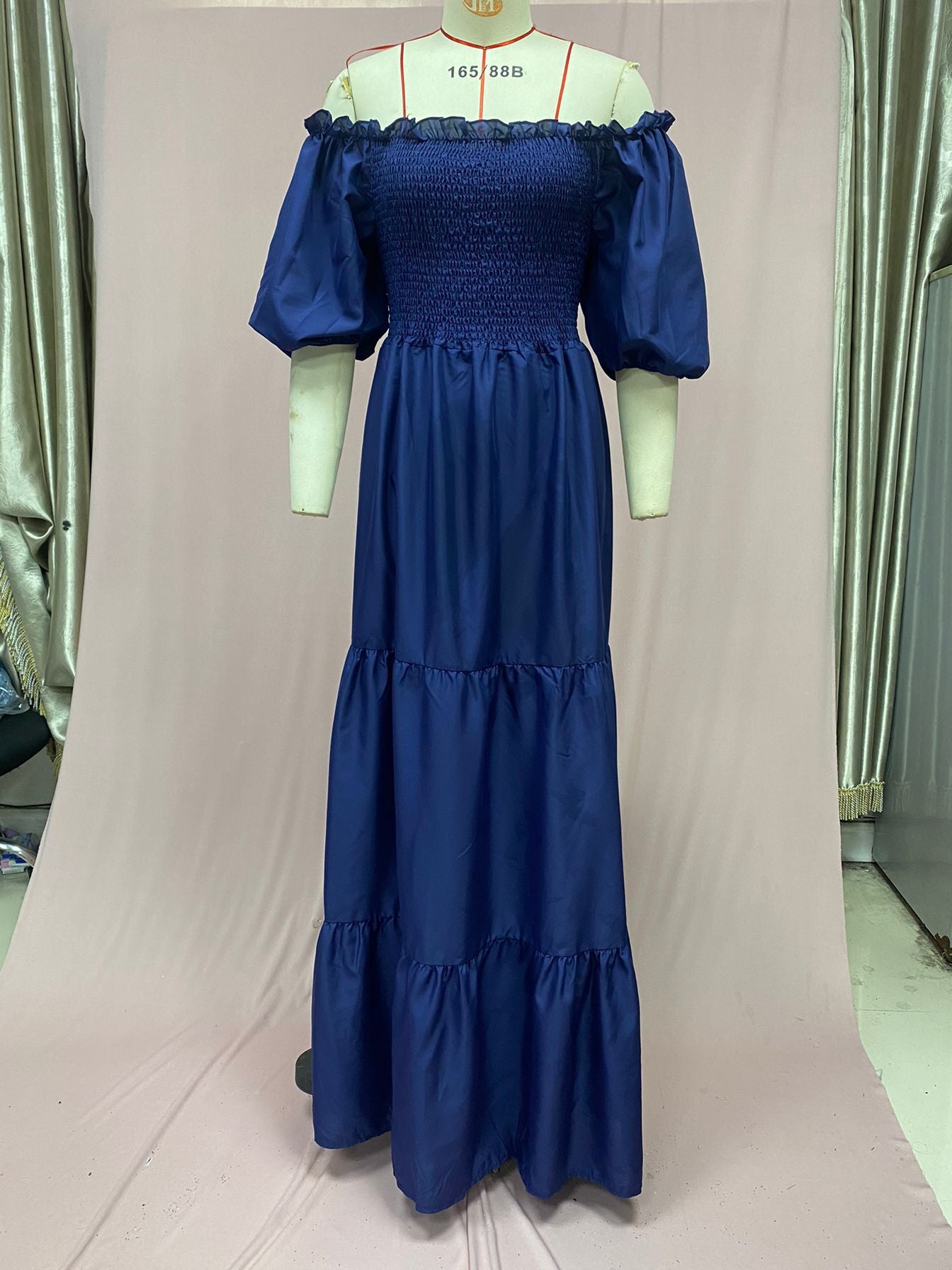2025 Cross-Border New Spring and Summer European and American Clothing Dress One-Shoulder Floral Off-Shoulder Long Color Fairy Skirt
