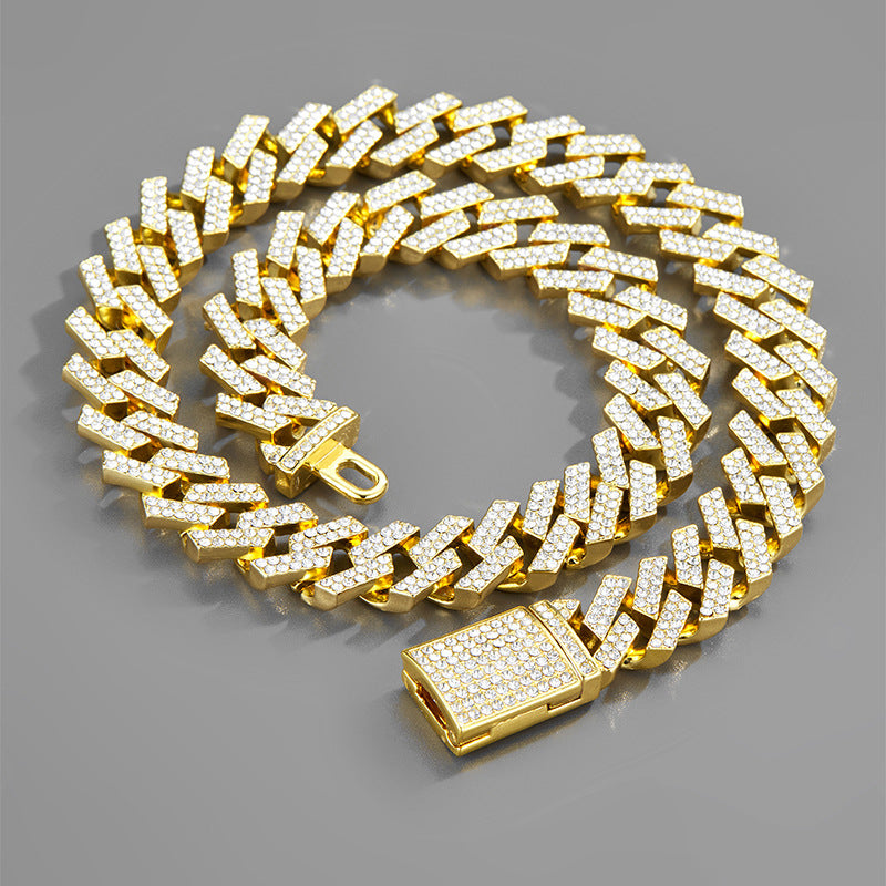 Popular Jewelry Rock Sugar Chain Children's European and American New Zircon Cuban Chain Hip Hop Jewelry Internet Celebrity Same Style Clothing Accessories