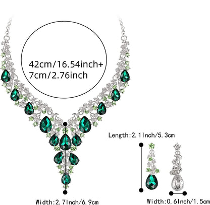 Factory Direct Sales of Cross-Border Popular Water Drop Necklace and Earrings Jewelry Sets, Wedding Dresses, Evening Wear, New Jewelry Accessories