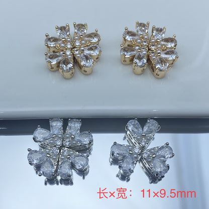 Heart-Shaped Inlaid Shell Pearl DIY Jewelry Accessories, Crystal Zircon Inlaid Bead Accessories, Pendant Spacer Beads
