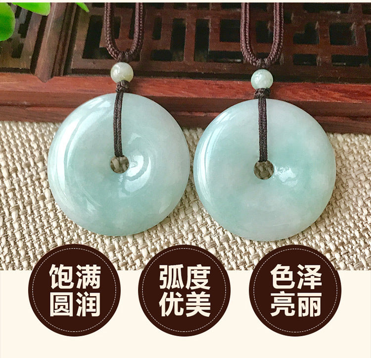 Jade Pendant with Natural Jadeite, Peaceful Buckle, Guanyin Jade Buddha, Burmese Jade Jewelry Factory Wholesale S2091518