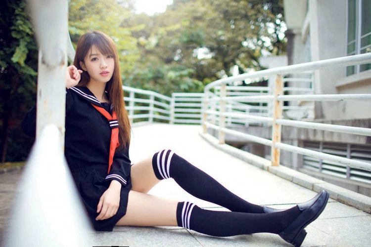 Japanese sailor suit Anime costume Girls High school student uniform ,Long-sleeve JK uniform sexy clothing navy color