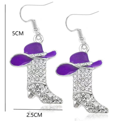 European and American personality niche western boots earrings diamond pendant earrings Joker ladies earrings jewelry wholesale 166