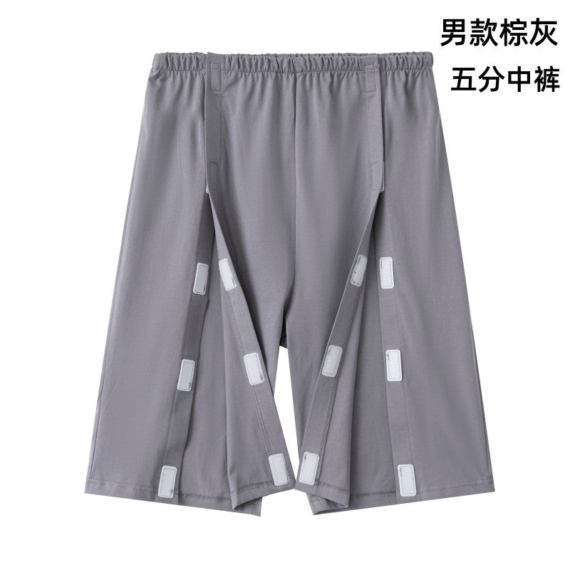 Summer patient care clothing easy to put on and take off hospital gown short sleeve cotton middle-aged and elderly medical clothing fracture clothing wholesale