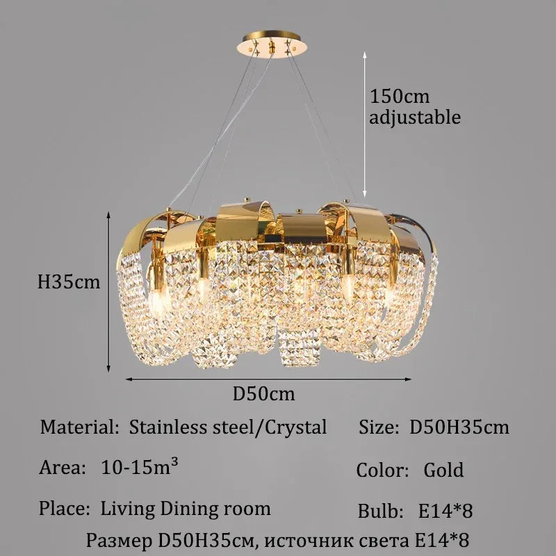2025 New Home DecorationPendant Lights Luxury Crystal Living Room Chandelier Bedroom Pendant Lamp Ceiling Light  Indoor Lighting