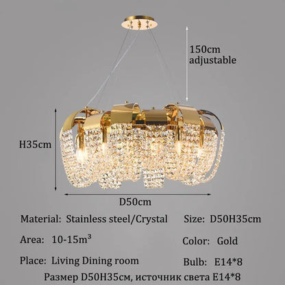 2025 New Home DecorationPendant Lights Luxury Crystal Living Room Chandelier Bedroom Pendant Lamp Ceiling Light  Indoor Lighting