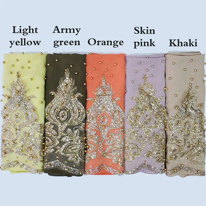 Chiffon Hijab Scarf Muslim Islamic Hijabs Scarves for Woman Long Headwraps with Bead Head Scarf Shawl Wrap Prayer Turbante
