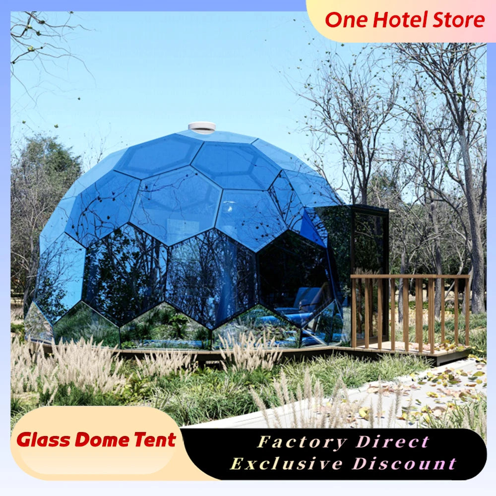 Customized Luxury Glass Dome House Tent Transparent Geodesic Aluminum Frames Four Season Outdoor Hotel Resort Camping