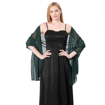 Pure Color Chiffon Shawls for Evening Dresses Women Wedding Evening Party Capes Scarves Summer Beach Towel Sunscreen Shawl