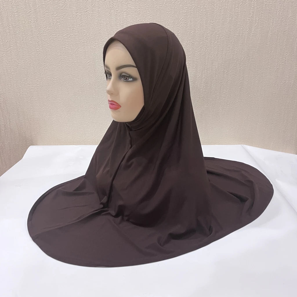 H124 Adults high quality big size muslim hijab scarf with chin part islamic headscarf hats armia pull on headwrap turban caps