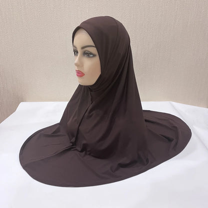 H124 Adults high quality big size muslim hijab scarf with chin part islamic headscarf hats armia pull on headwrap turban caps