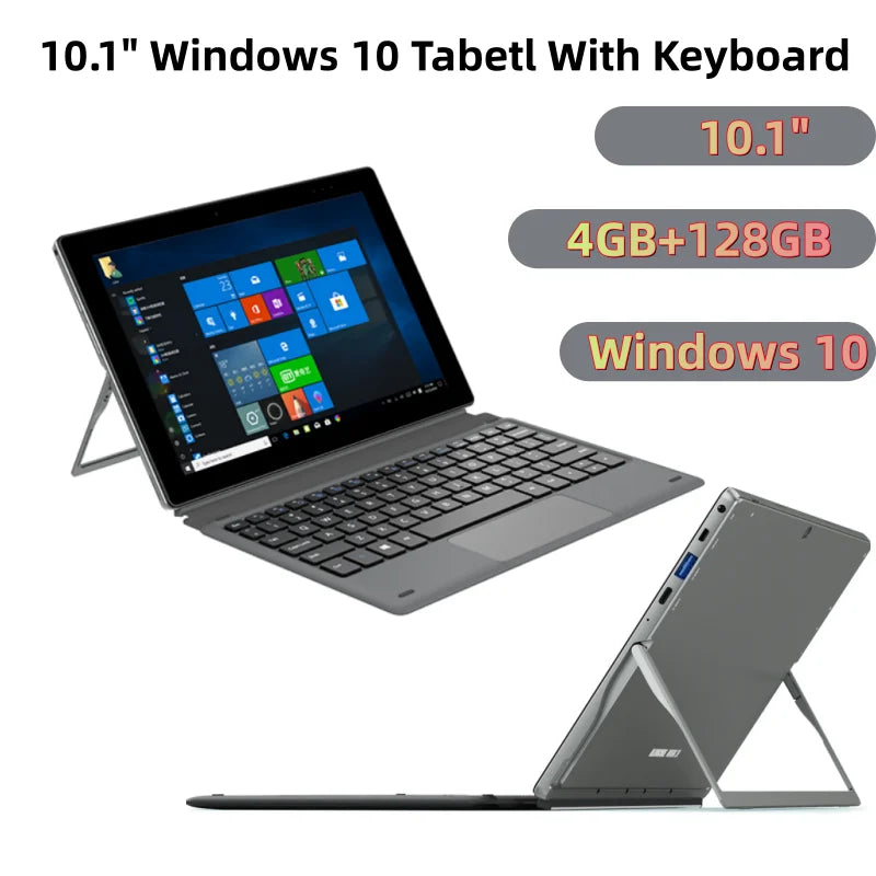 10.1” LCD Screen Windows 10 Tablet With Docking Keyboard 1920*1200 IPS 4GB RAM 128GB ROM 64-bit Intel Core N4020 CPU Dual Camera